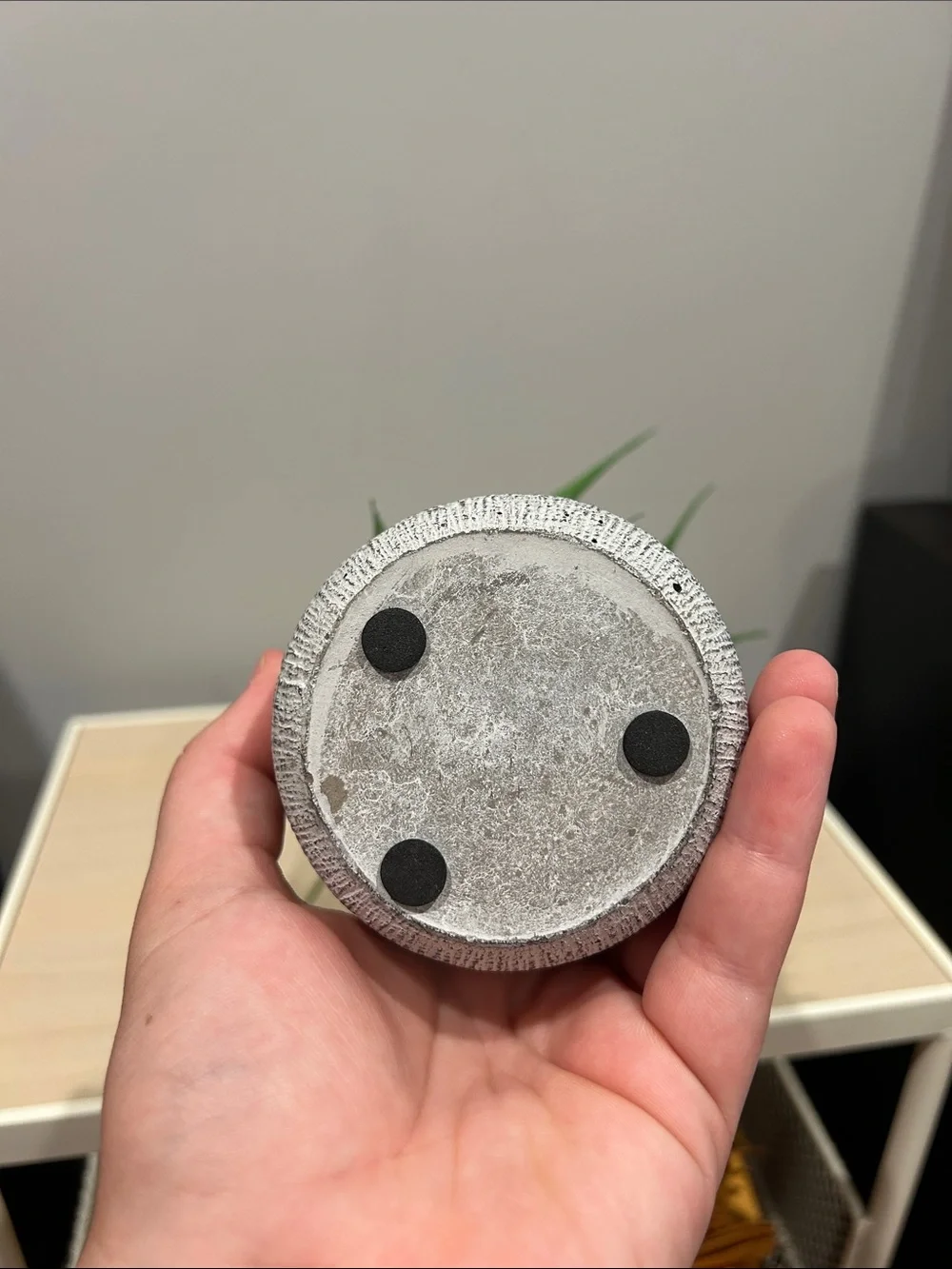 Artificial Green Grass Plant in Gray Textured Ceramic Pot